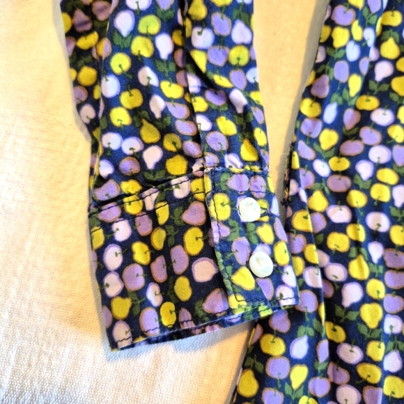 Lands' End girl's size 7 purple apple & pear designed convertible sleeve dress - Picture 3 of 8